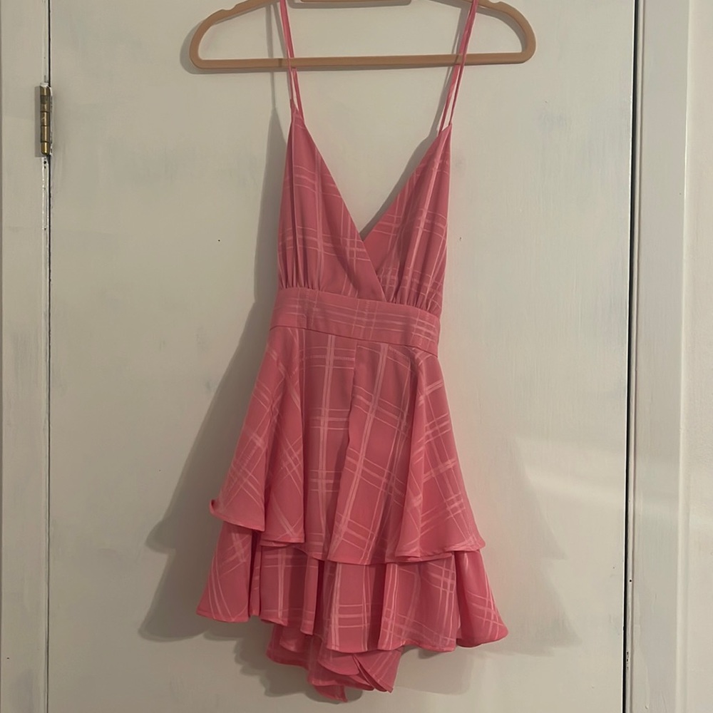 Pink Lily, bright pink romper